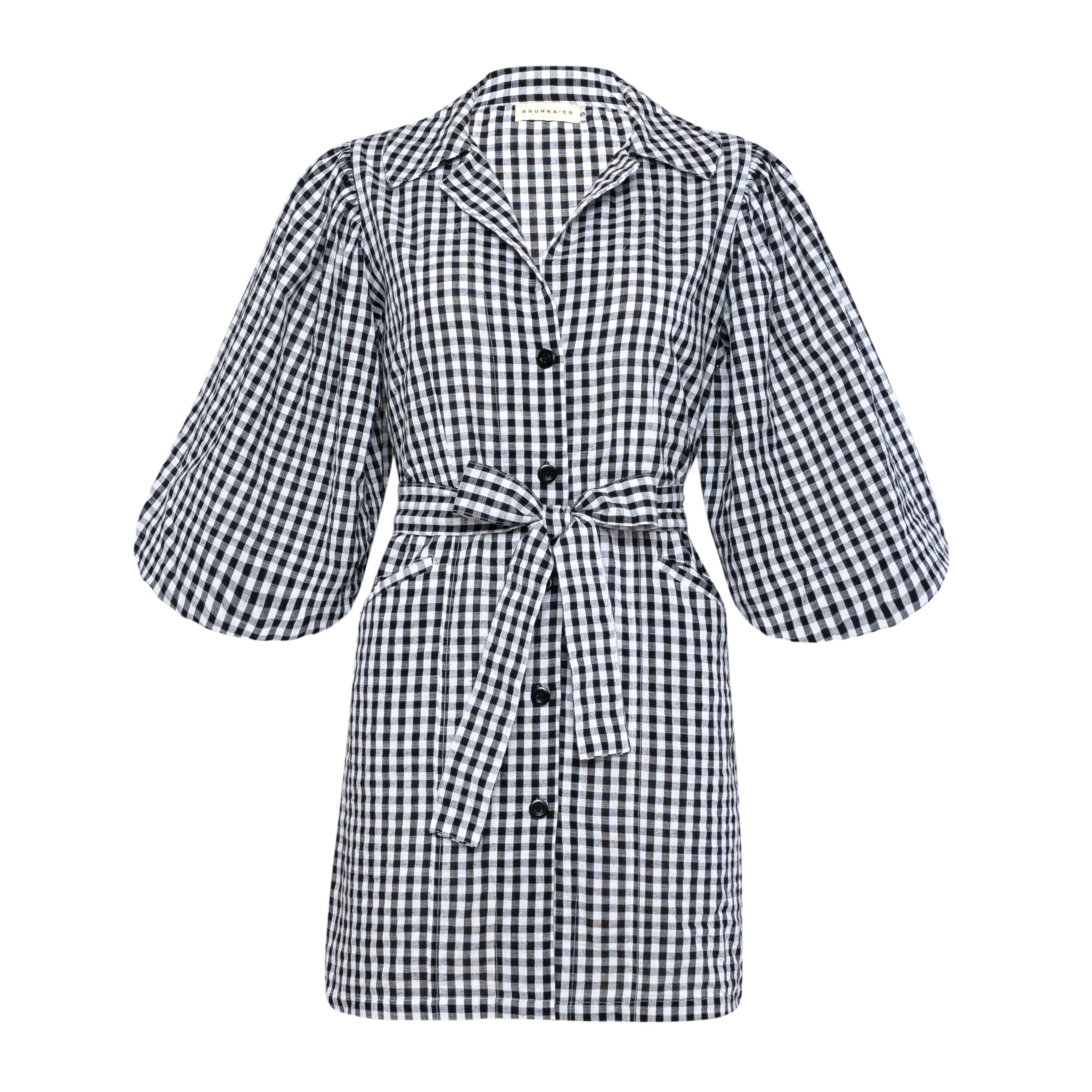MEGHAN Mini Gingham Dress, in Black